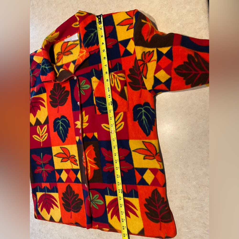 Fall jacket festive BCC leaf print vintage fleece jacket size large - Picture 8 of 8